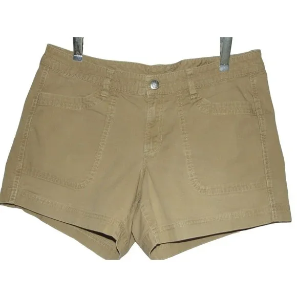 The North Face Shorts Womens 10 Khaki Tan Brown Flat Front Chino Casual Outdoor - Picture 1 of 10